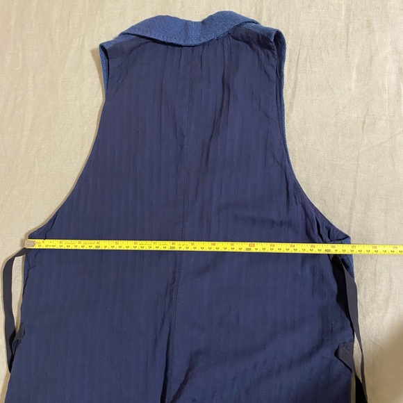 pas de calais Navy Blue Linen Vest with Ribbon - Picture 9 of 10